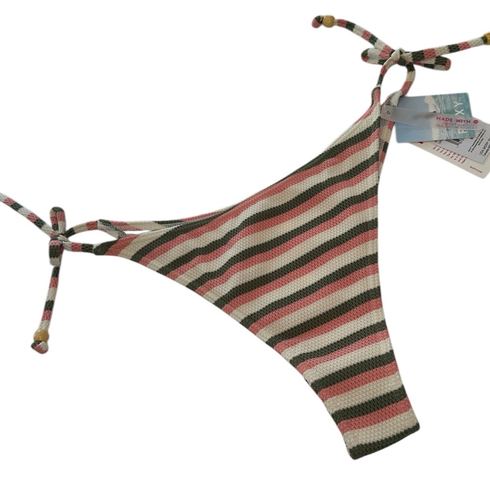 Roxy Saidia Cheeky Striped Tie Bikini Bottom NWT Women’s Size Large
